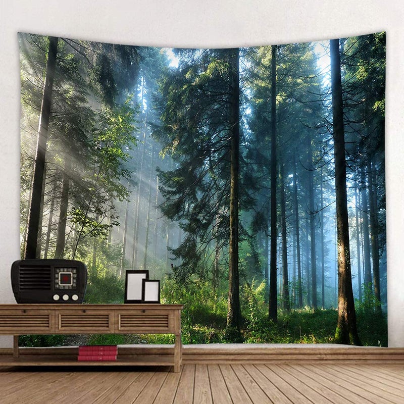 Llamazing Forest Tapestry Home Decor Landscape Living Room Bedroom Decoration Magic Tapestry Curtain (Morning Forest, 78''LÃ—60''W) - Image 1